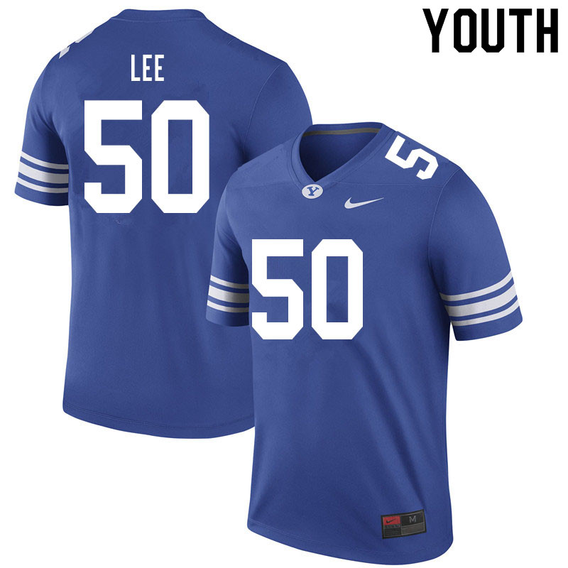Youth #50 Sam Lee BYU Cougars College Football Jerseys Sale-Royal - Click Image to Close